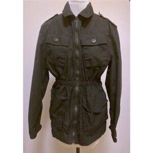 Norma Kamali black cotton zip up cargo jacket